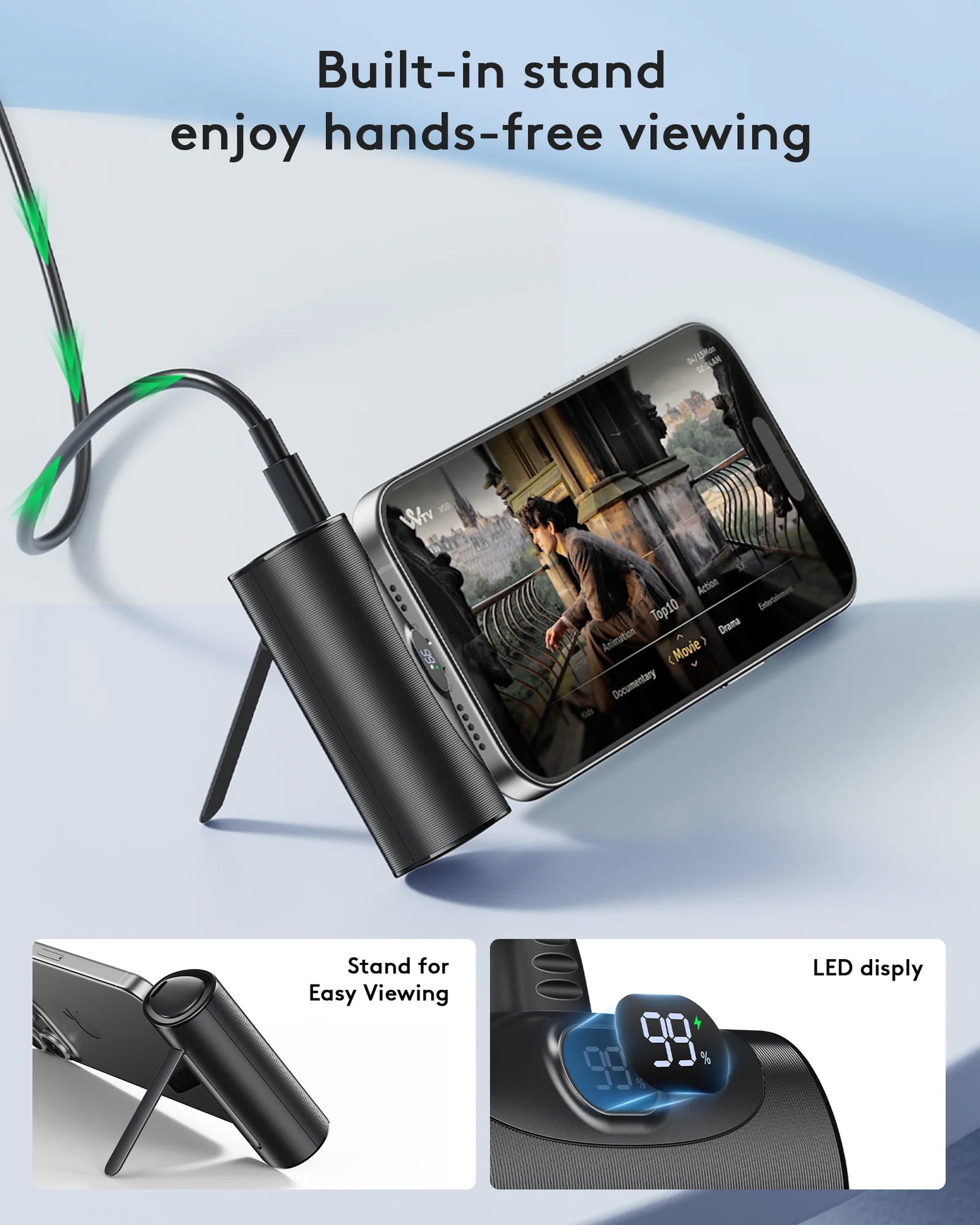 Portable Charger for Iphone Android with LED Display, 20W Quick Charge Powerbank, 5000Mah Battery Pack Charing Bank Compatible with Iphone 16/15 Pro Samsung Galaxy Note and Other USB C Phones